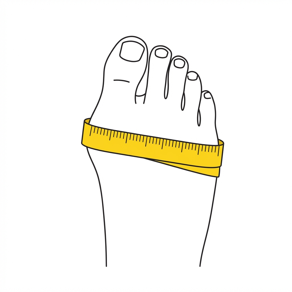 Measuring foot circumference with a tape measure