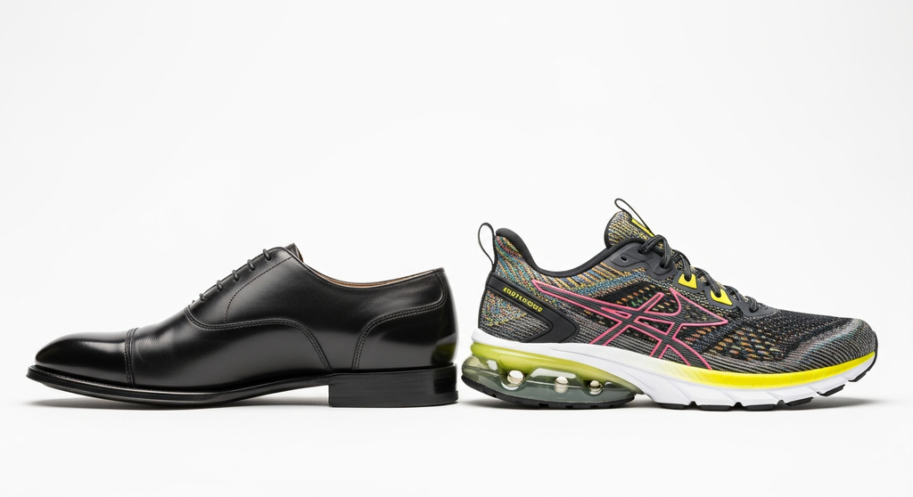 Comparison of sneaker and leather shoe dimensions