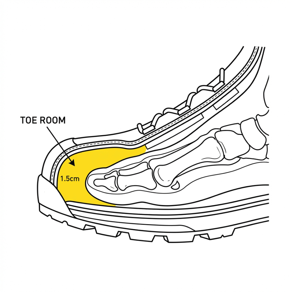 つま先の余裕（捨て寸）の確認